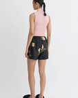 Nanushka Dylla Twill Silk Roses Short back