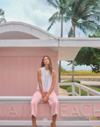 Xirena Pink Sand Rianne Pant on model