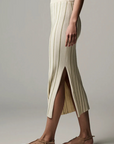 Hevron Peony Knit Skirt Sage Stripe side