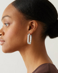 Jenny Bird Mega U-link Earrings Silver on ear side