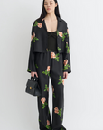 Nanushka Vally Button Down Top Roses full body front