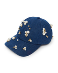 Lele Sadoughi Scattered Pearl Denim Hat by itself