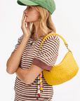 Clare V Petite Moyen Messenger Snapdragon on shoulder