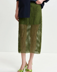 Essentiel Handkerchief Sequin Mesh Midi Skirt front