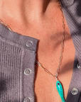 Thatch Fortuna Howlite Charm on chain on model