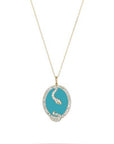Adina Reyter Turq + Diamond Oval Snake Pendant Necklace