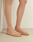 Ancient Greek Polistra Ankle Thong Sandal on model