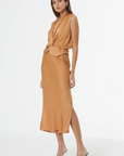 YFB Felicity Midi Skirt in Sunbaked front view