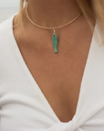Thatch Fortuna Amazonite Charm on collar on model