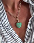 Thatch Malene Chrysoprase Clip Charm on model on chain