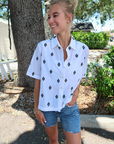 Velvet Macy Embroidered Button-down Top front