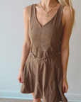 Hanna Suede Mini Dress close up front