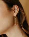 Get Down Earrings on ear close up