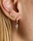 Fiona Pave Huggie Hoop with Diamond Dangle on ear, first hole