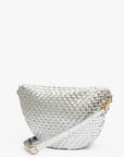Clare V Grande Fanny Woven Checker Silver by itself back