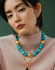 Lizzie Fortunato Agate Shell Pendant Necklace with collar necklace