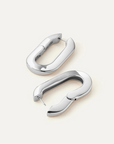 Jenny Bird Mega U-link Earrings Silver laid flat, open