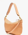 Clare V Moyen Messenger Woven Checker Bisque side