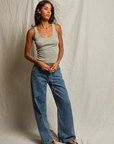 Perfect White Tee Mia Fine Rib Heather Tank full body