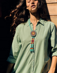 Xirena Boden Dress in Sage Leaf close up
