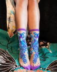Sock Candy Aquamarine Peacock Sheer Crew without shoes