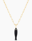 Thatch Fortuna Onyx Charm by itself on chain