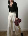 Greylin Hera Wide Leg Palazzo Twill Pant walking