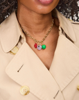 Clare V Lips Charm on necklace with other charms