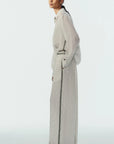 Lanette Pinstripe Blouse and Wilson Pinstripe Pant full body side view
