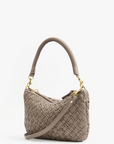 Clare V Petit Moyen Puffy Woven Dove by itself side view