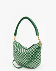 Clare V Petit Moyen Messenger in Fern Mist angled