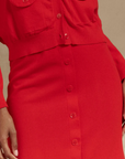 The Great the Button Front Sweater Skirt close up