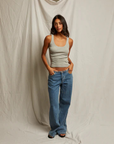 Perfect White Tee Mia Fine Rib Heather Tank far view