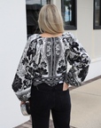 Farm Rio Placed Floral Print Long Sleeve Blouse back