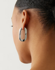 Jenny Bird Mega U-link Earrings Silver on ear back