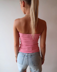 Essentiel Holo Strapless Knit Top in Fairy Tale back