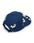 Lele Sadoughi Scattered Pearl Denim Hat back