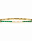 Emerald Diamond Baguette Bangle front view on white background