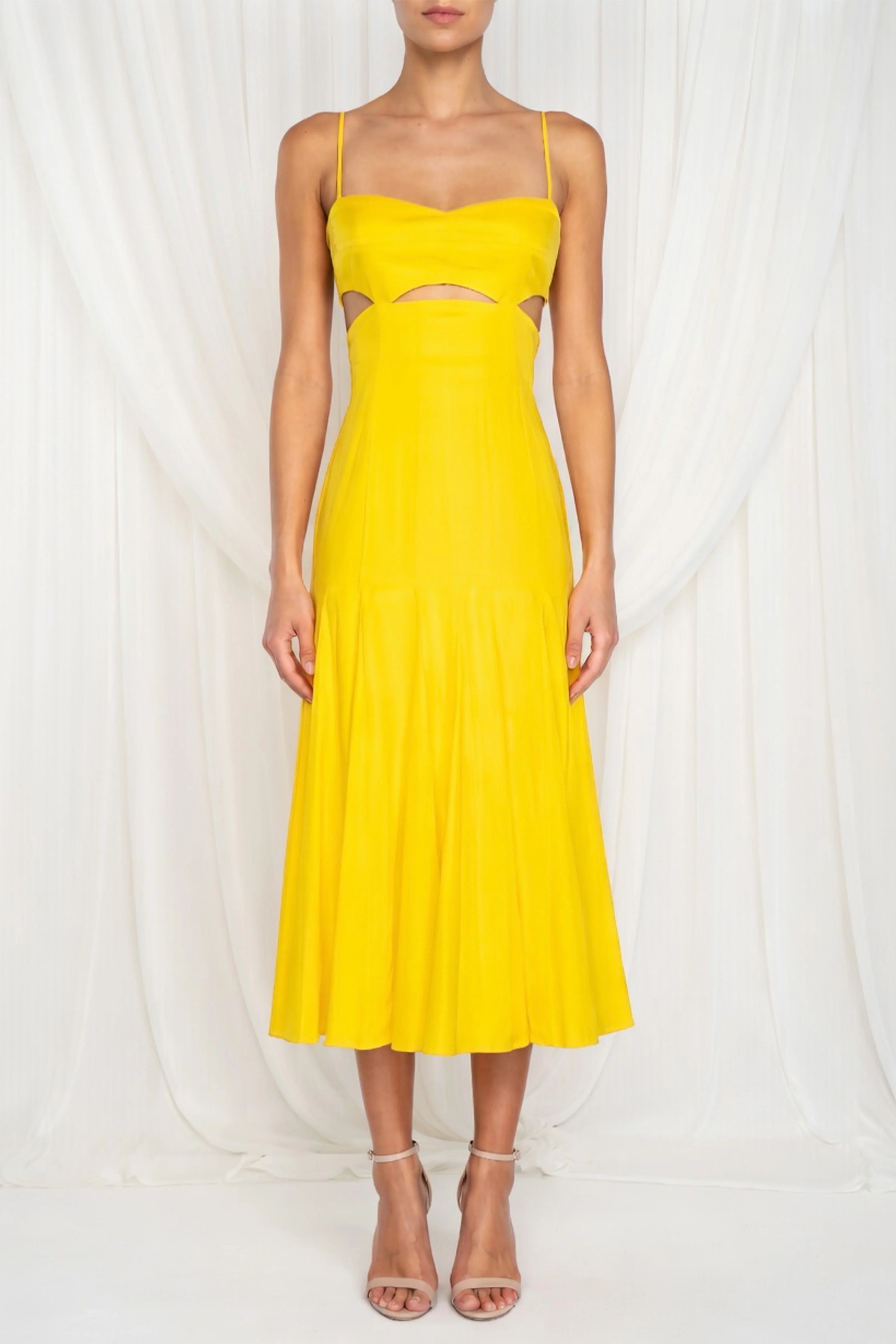 knee length dresses for ladies Reanne Midi Dress in Lemon Sorbet main image 1
