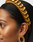 Lele Sadoughi Alice Wreath Headband close up on head