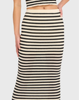 Amanda Uprichard Seine Stripe Midi Skirt close up front