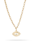 Adina Reyter Groovy Large Diamond Evil Eye Charm on small italian link chain