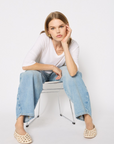Berenice Aballerina Stud Flats model sitting