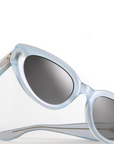 Krewe Irene Powder Blue Sunglasses super close up by itself
