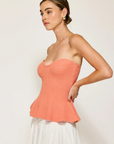 Line and Dot Saffy Peplum Top front/side