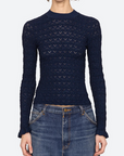 Sea Ruby Long Sleeve Top Navy front view