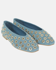 Berenice Aballerina Denim Stud Flats close up