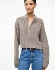 Cropped Hampton Sweater in Bisque on model with jeans
