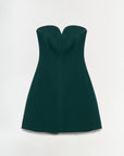 Green strapless dress on a white background