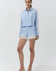Renata Cropped Shirt and Emmie Cotton Lace Shorts full body front